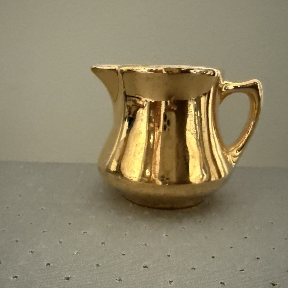Vintage Small Gold Creamer / Pitcher Made In U.S.A. By Hall Company